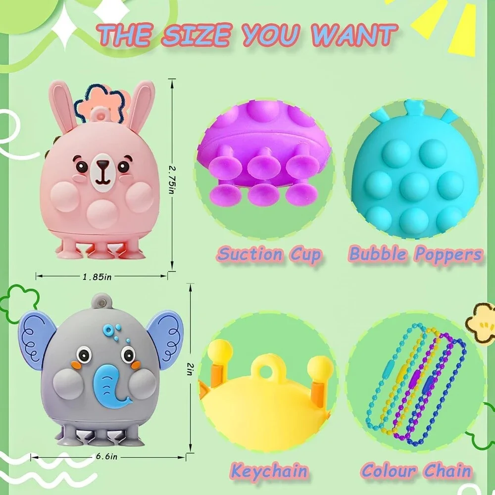 48 Pcs Party Favors for Kids - 3D Animal Pop Fidget Toys Bulk Prize Box